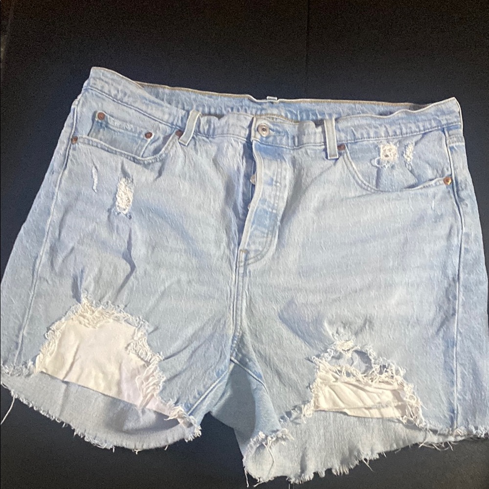 Light Blue Distressed Denim Shorts
